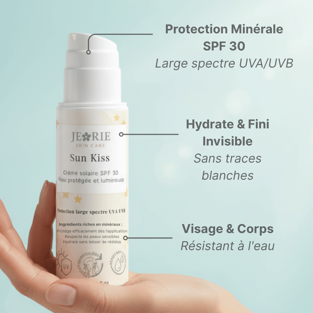 Sun Kiss - Crème solaire SPF 30 - Peau protégée et lumineuse - Jeorie Skin Care